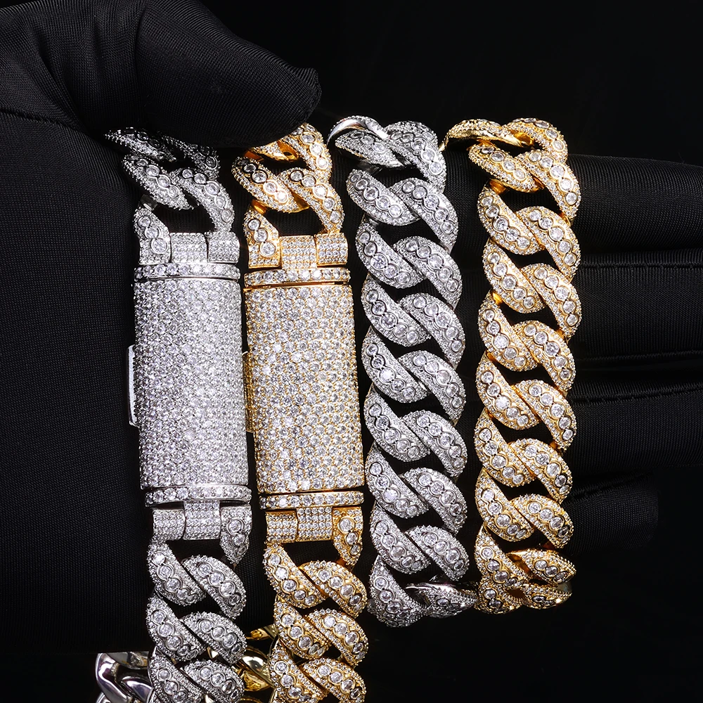Hip Hop Style 18mm Thick Cuban Bracelet Iced Out Brass Cubic Zirconia Flip Top Buckle Design Exquisite High-end Men's Jewelry view 4