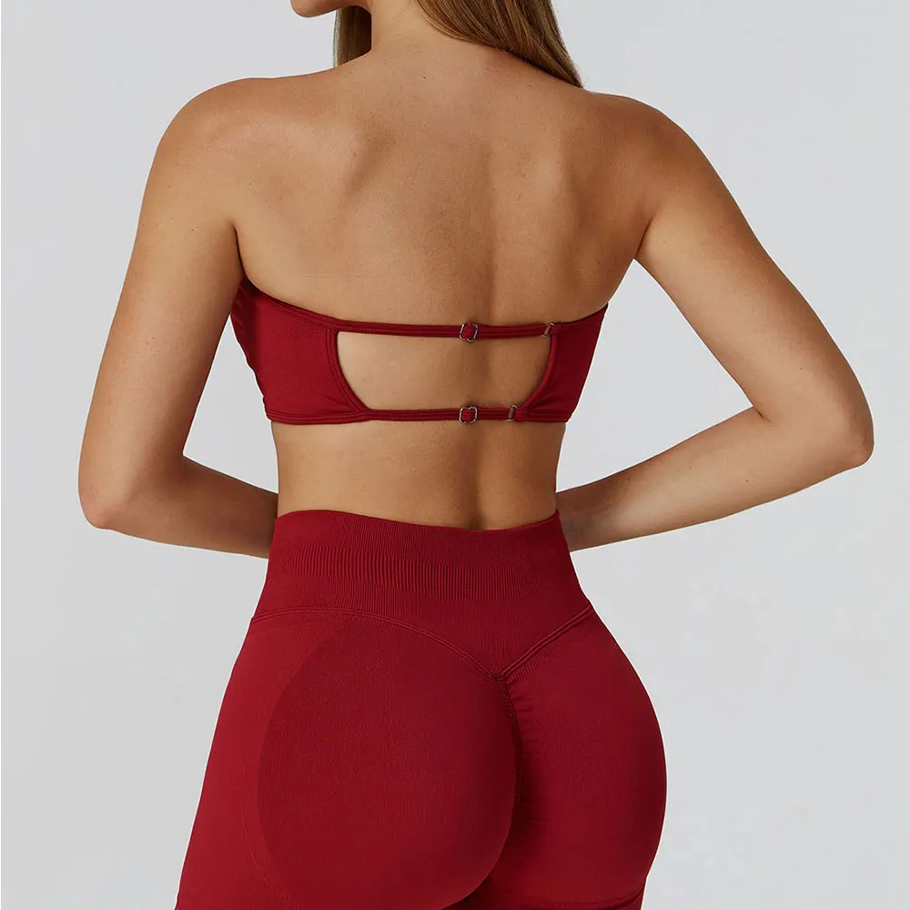 

Seamless Women Strapless Yoga Vest Sexy Beautiful Back Sports Bra for Women's Underwear Gym Bra Push Up Quick Drying Fitness Top
