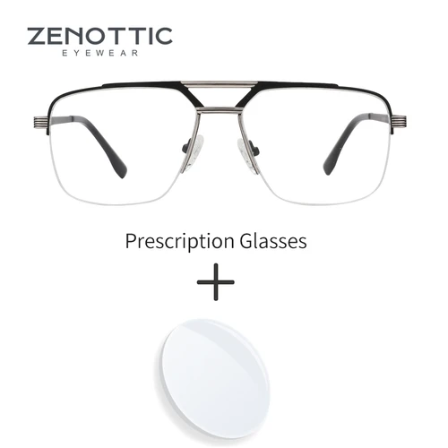 ZENOTTIC (talla XL) 2025, recién llegados, gafas graduadas de aviador de medio marco, gafas ópticas fotocromáticas antirayos azules