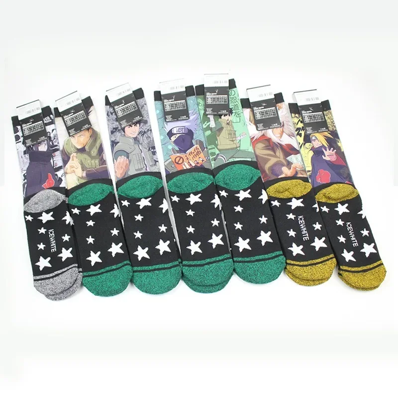 Naruto Anime Socks Motifs for Man Sasuke Child Sports Sock Spring Winter Warm Socks Uchiha Itachi Akatsuki Mid-calf Socks Gifts