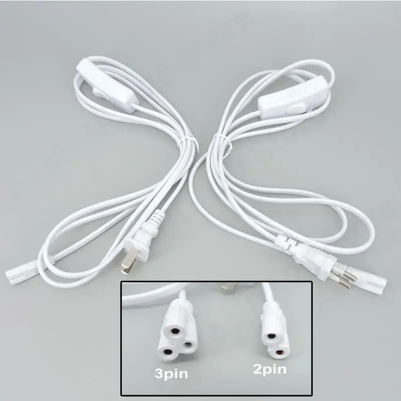 2 3 pin hole AC Switch Cable T5 T8 LED Tube Power supply Charging extend Wire ON/OFF Connector Lighting EU US Plug M20