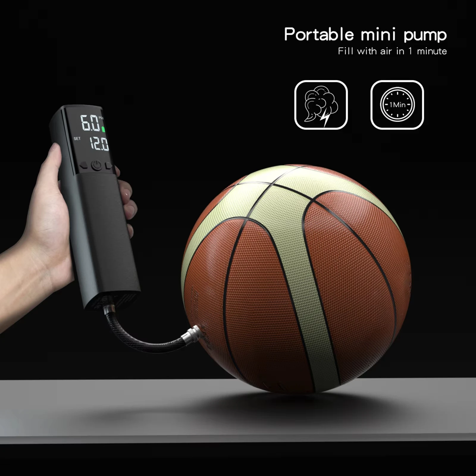 

Electric Pump For Balls Fast Inflation Portable Low Noise Powerful Air Ball Pump USB Intelligent LCD Display Screen
