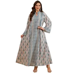 Vestidos Women Print Dress Party Jalabiya Ramadan Morocco Dubai Abayas Kaftan Islam Vestidos Arab Eid Muslim 2025 Long Robe