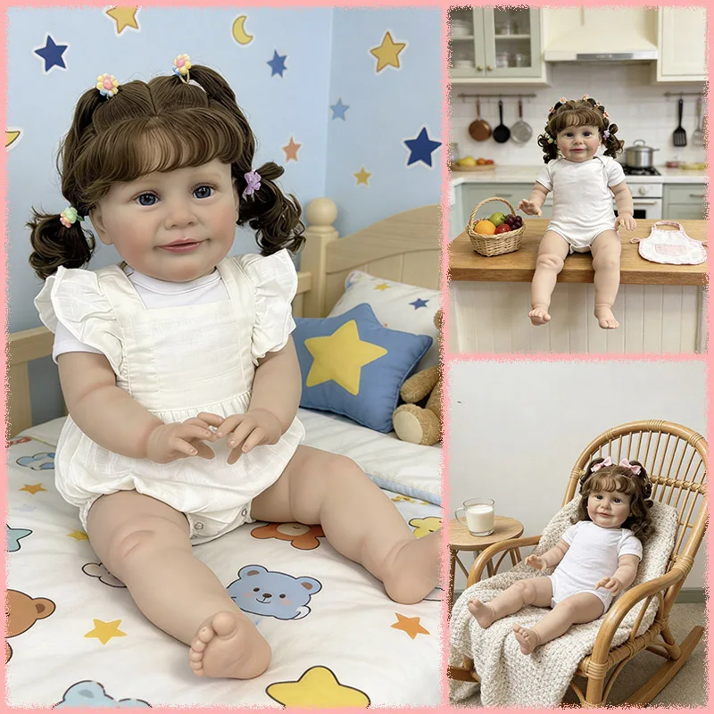 25Inch Various clothing options Lifelike Cute Pretty Zoe Reborn Doll Multiple Layers Painting Hand-Rooted Hair Visible Veins