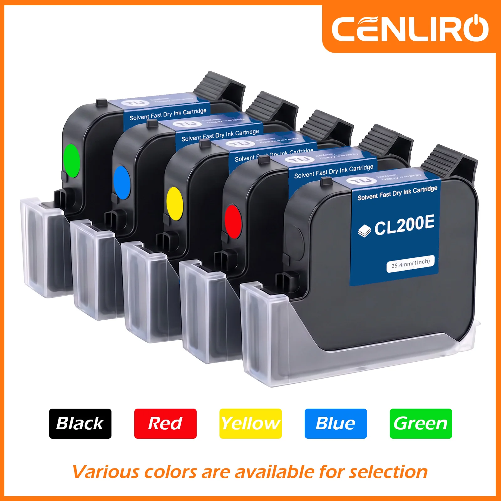 CENLIRO CL200E 25.4mm 1 Inch TIJ Ink Cartridge for Handheld Inkjet Printer HD Waterproof Fast Drying Strong Adhesion