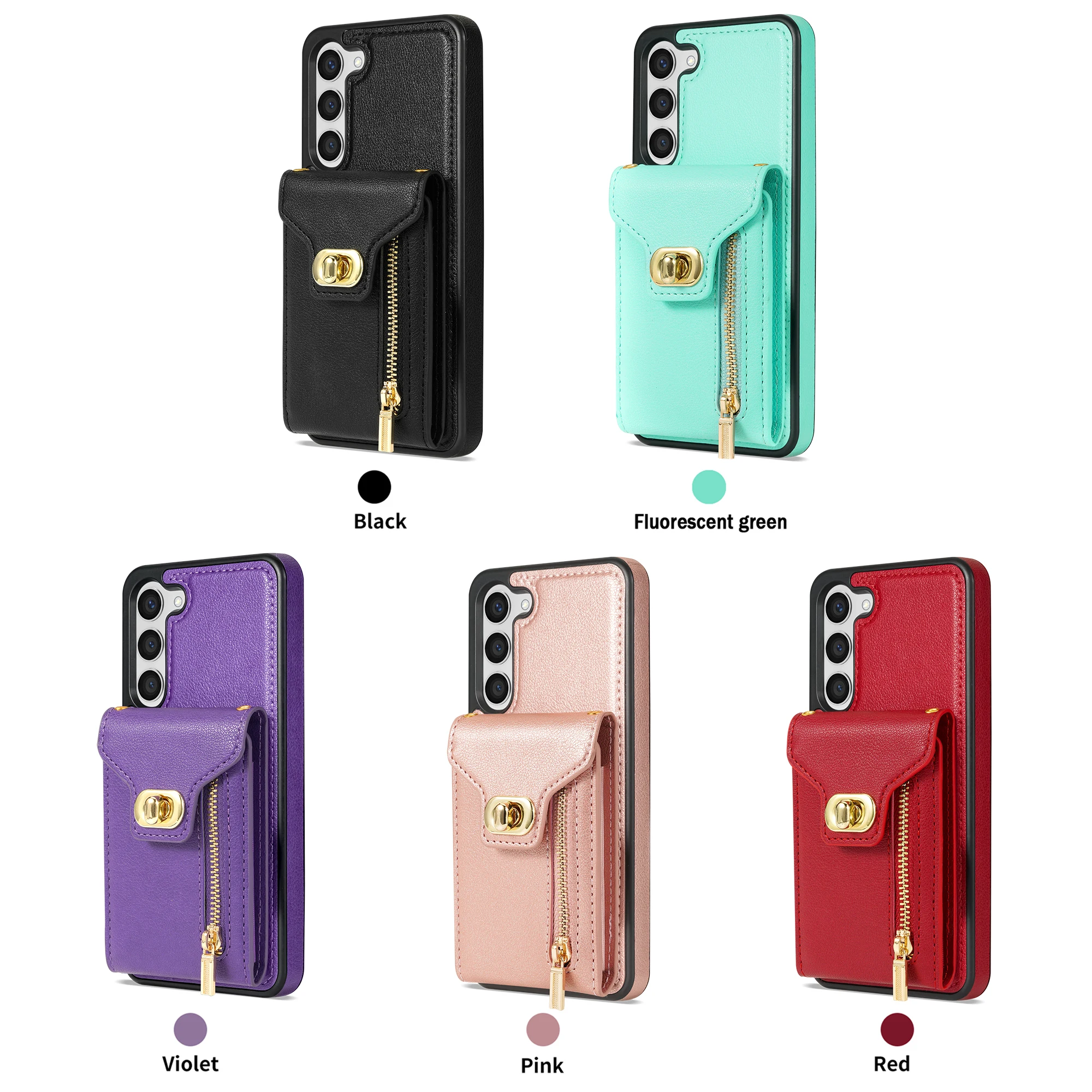Crossbody Cards Solt Leather Zipper Wallet Case For Samsung Galaxy A54 A53 A13 A04 A52 5G S23 Ultra S22 S21 Plus S22 Purse Cover