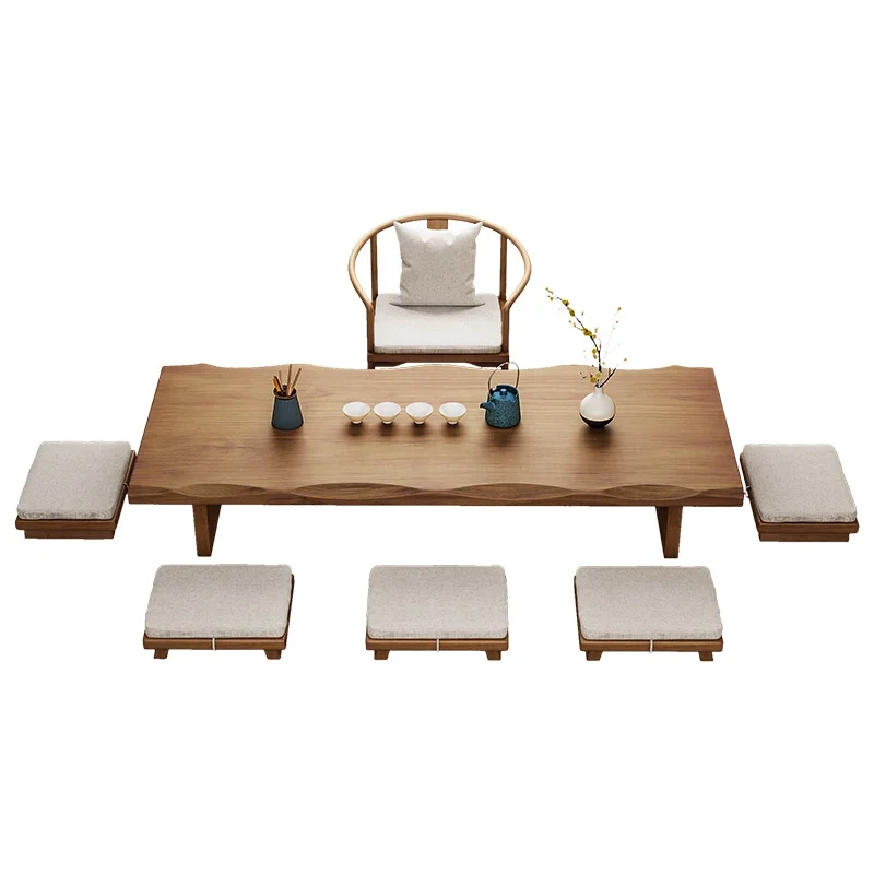 tableSolid wood Japanese tea  and chair combination simple modern low  tatami coffee  tea  zen kang  bay win