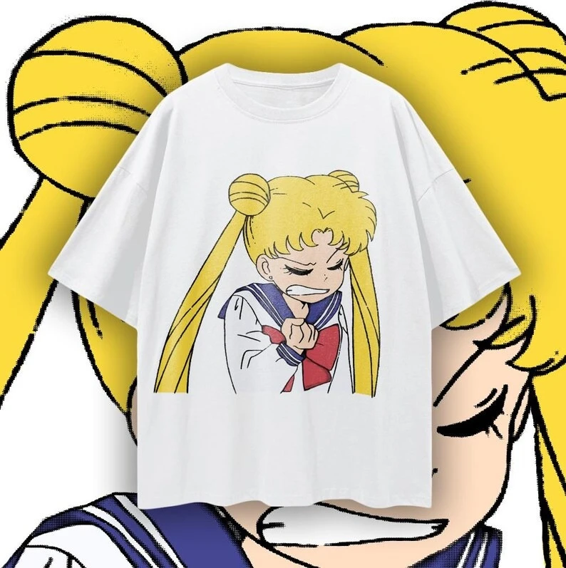 Sailor Moon Vintage Japanese Anime Graphic Cotton T Shirt 2026 Summer Men Women Streetwear Harajukju Y2K Couple Kawaii Tee Tops