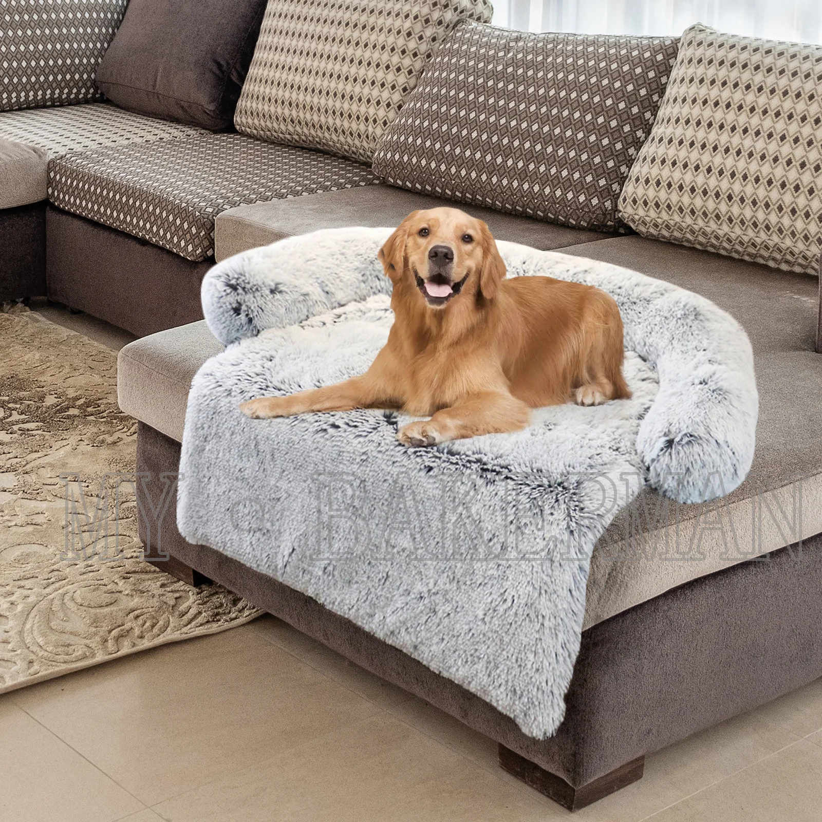 Round Dog Mattress Dog Pillow Anti-Slip Dog Sofa Cushion Pet Waterproof Mattress Bed Suitable for Medium and Large Dogs