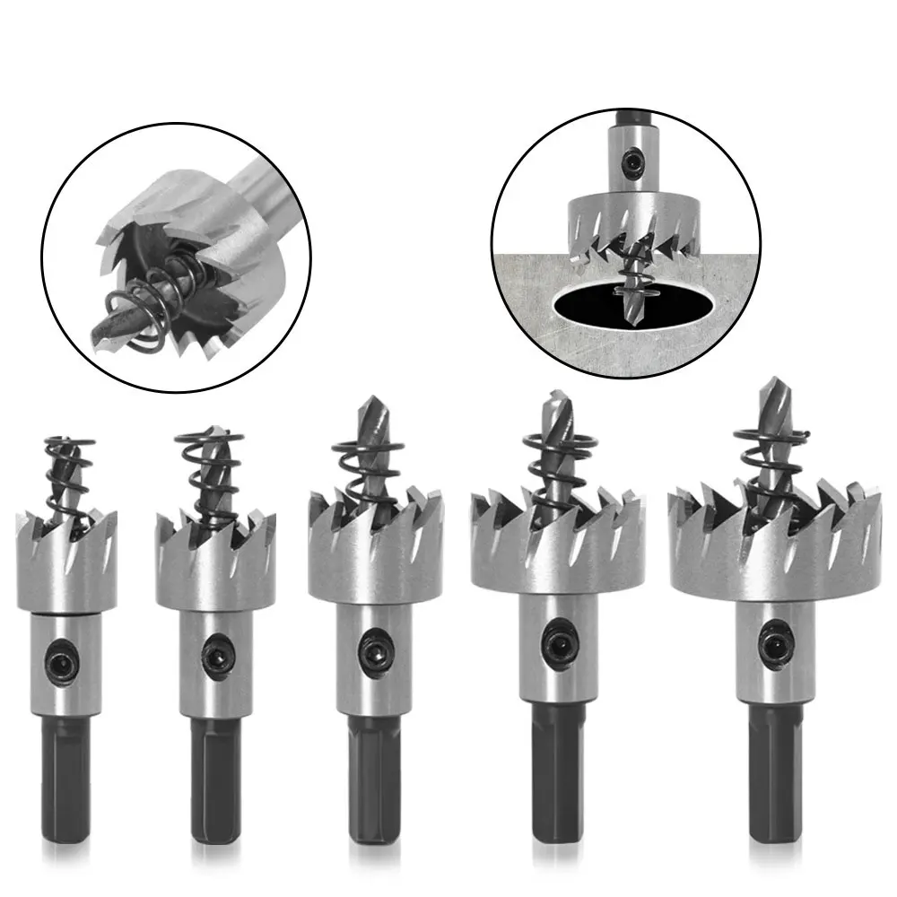 

5Pcs 16/18.5/20/25/30mm Woodworking Tools Carbide Tip HSS Drill Bit Hole Saw Set Stainless Steel Metal Alloy