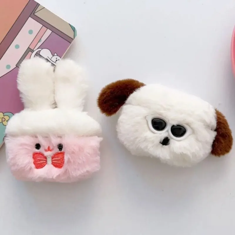 Plush Headphones Cases For Airpods 1 2 3/Pro 1 2 Fluffy Rabbit Dog Earphone Cover Lovely Wireless Charging Box Protective Cover