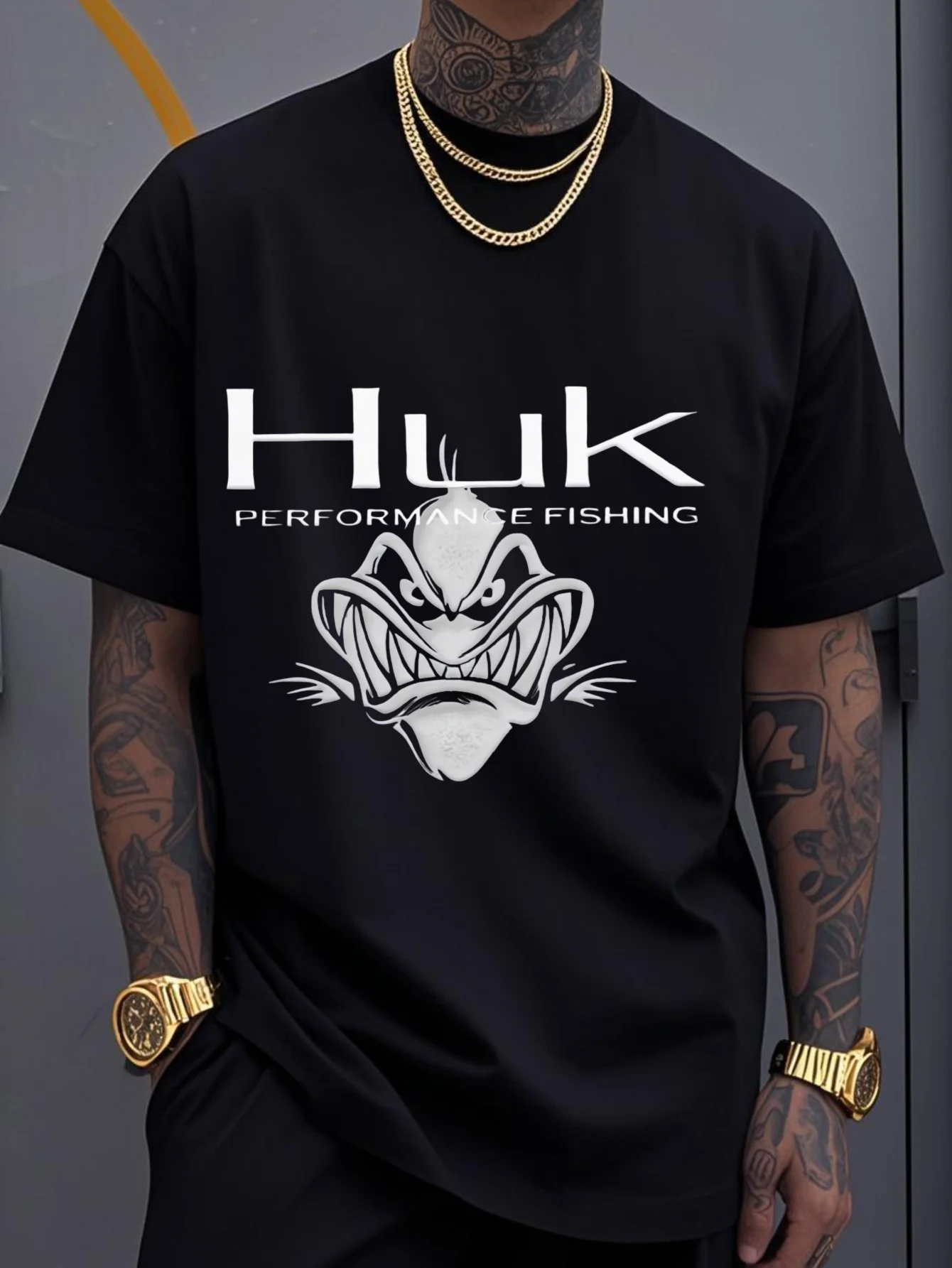 

Men's T-shirt Pure cotton large Hook Show fishing graphic T-shirt Harajuku y2k casual o collar short sleeve unisex