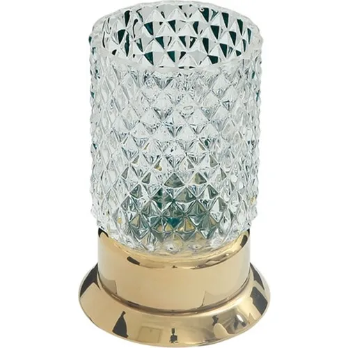 Venus Gold Set Top Brass-Diamond Shaped Glass Tooth Brush Holder 8550