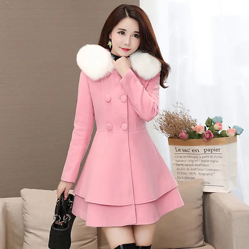 Turn-Down Collar Long Sleeves Solid Fashion Overcoat Trench  Sleeve Cashmere Wool  Woolen Jacket Winter Coats V1