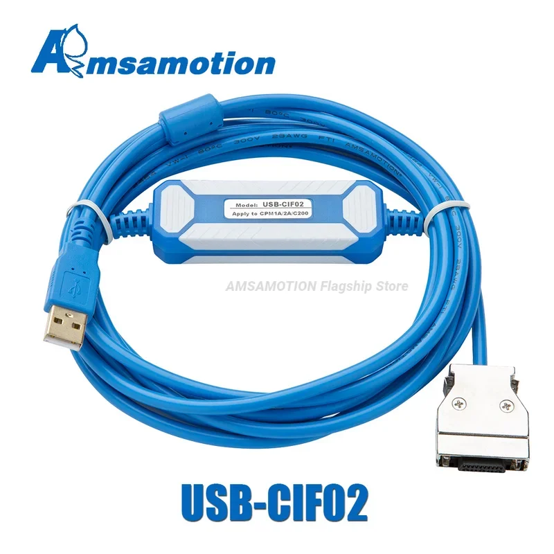 Câble de programmation plaqué or USB-CIF02, adapté à la communication PLC Omron CPM1 CPM1A/2A CQM1 C200HS C200HX/HG/HE
