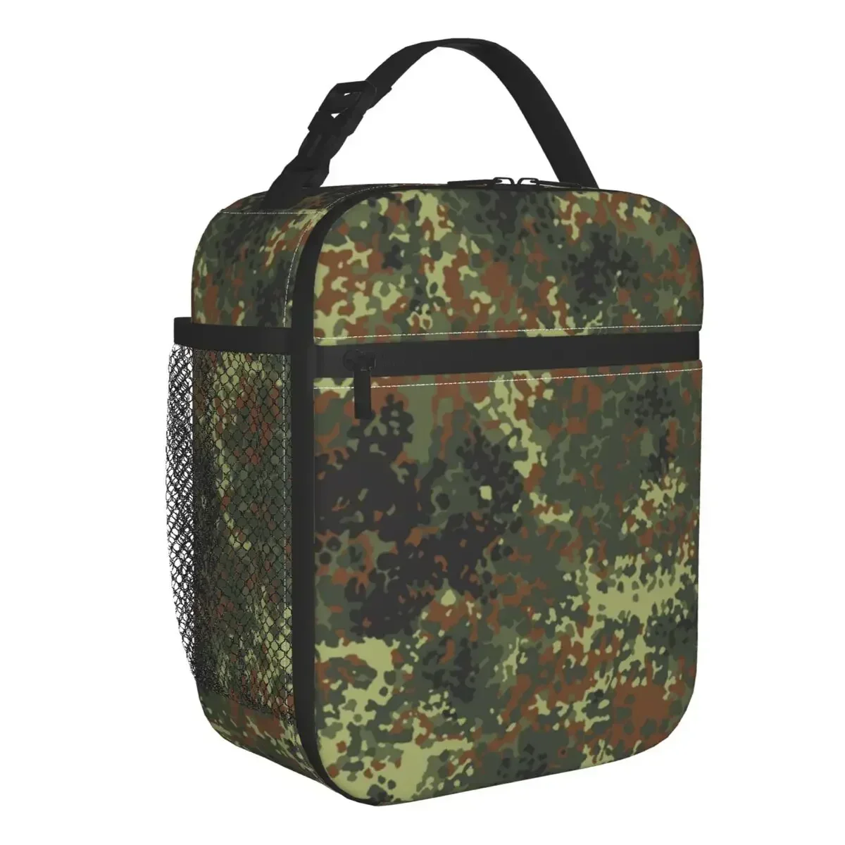 

Flecktarn Camo Resuable Lunch Box Leakproof Army Camouflage Thermal Cooler Food Insulated Lunch Bag School Student