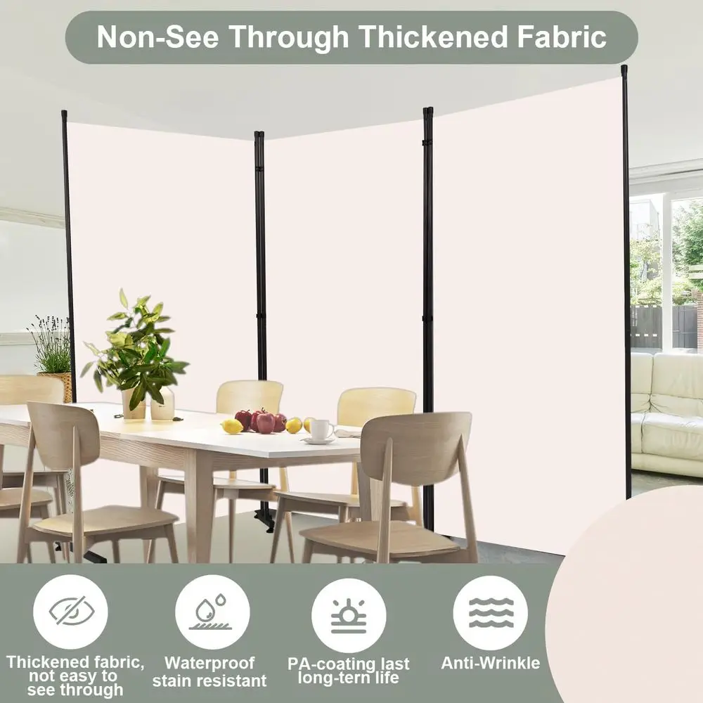 3 Panel Privacy Screen, Round Pad Design, 71H x 102W, UV Protected Fabric, Stable Metal Frame, Large Partition for Indoor Use, B