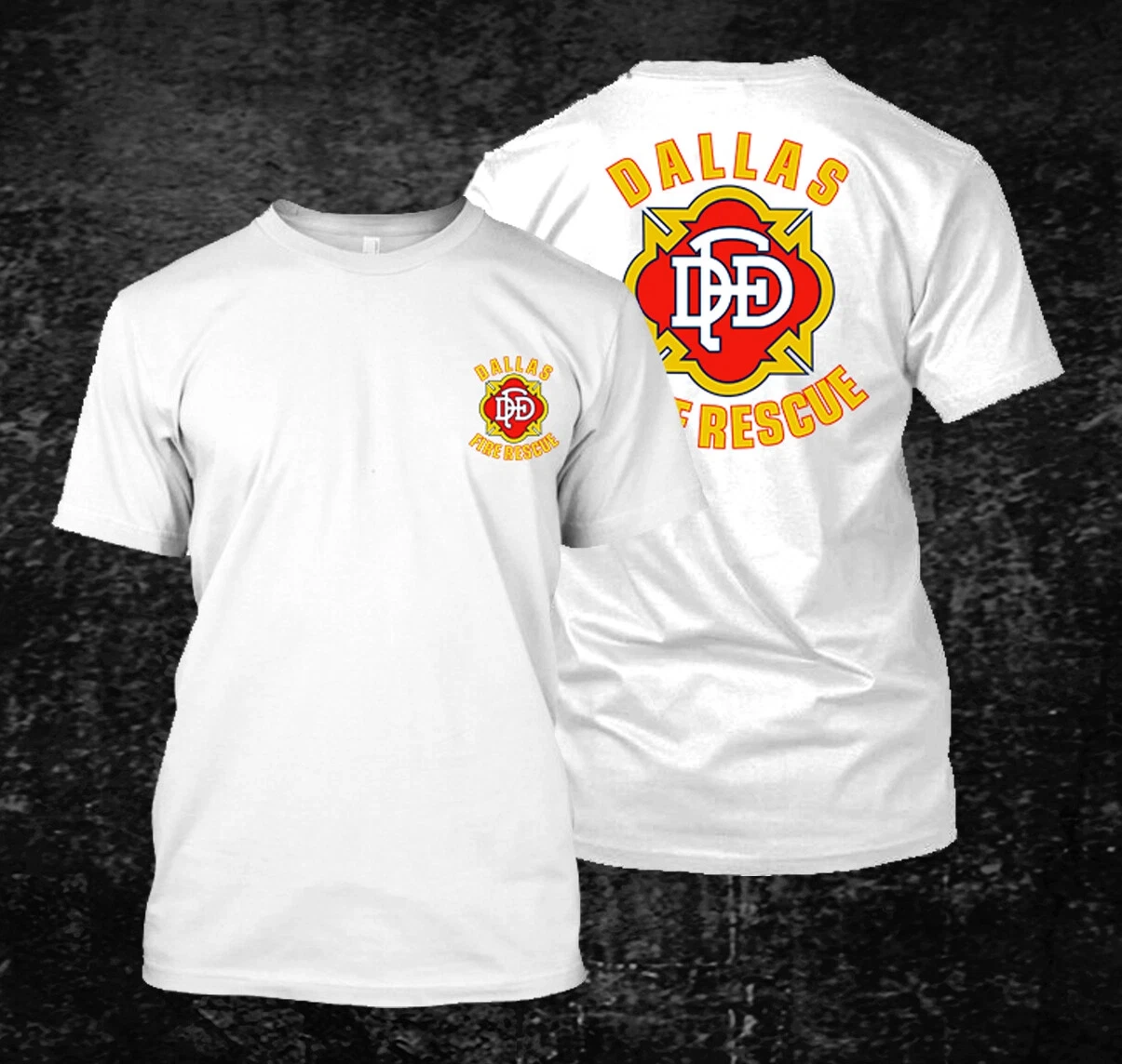 New Dallas Fire Rescue - Custom Men's Back and Front T-Shirt Tee