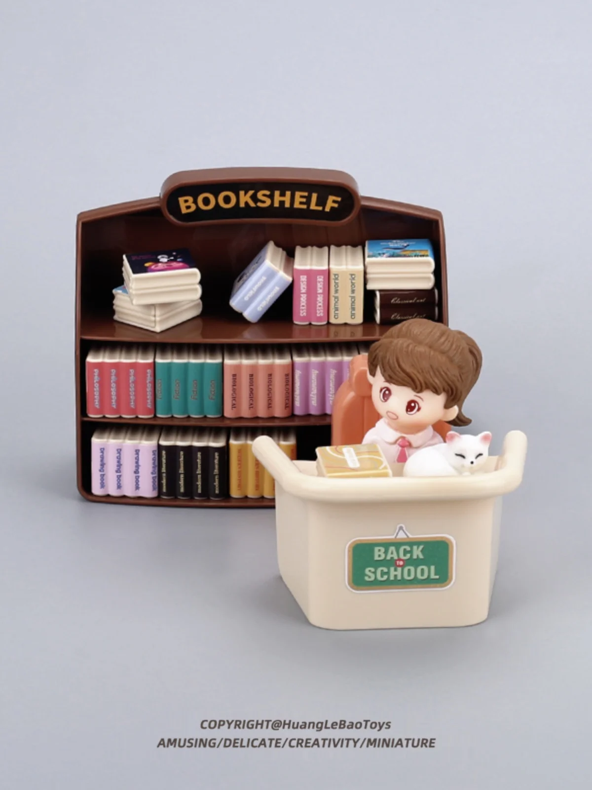 Mini study bookshelf library miniature furniture model cute ornaments