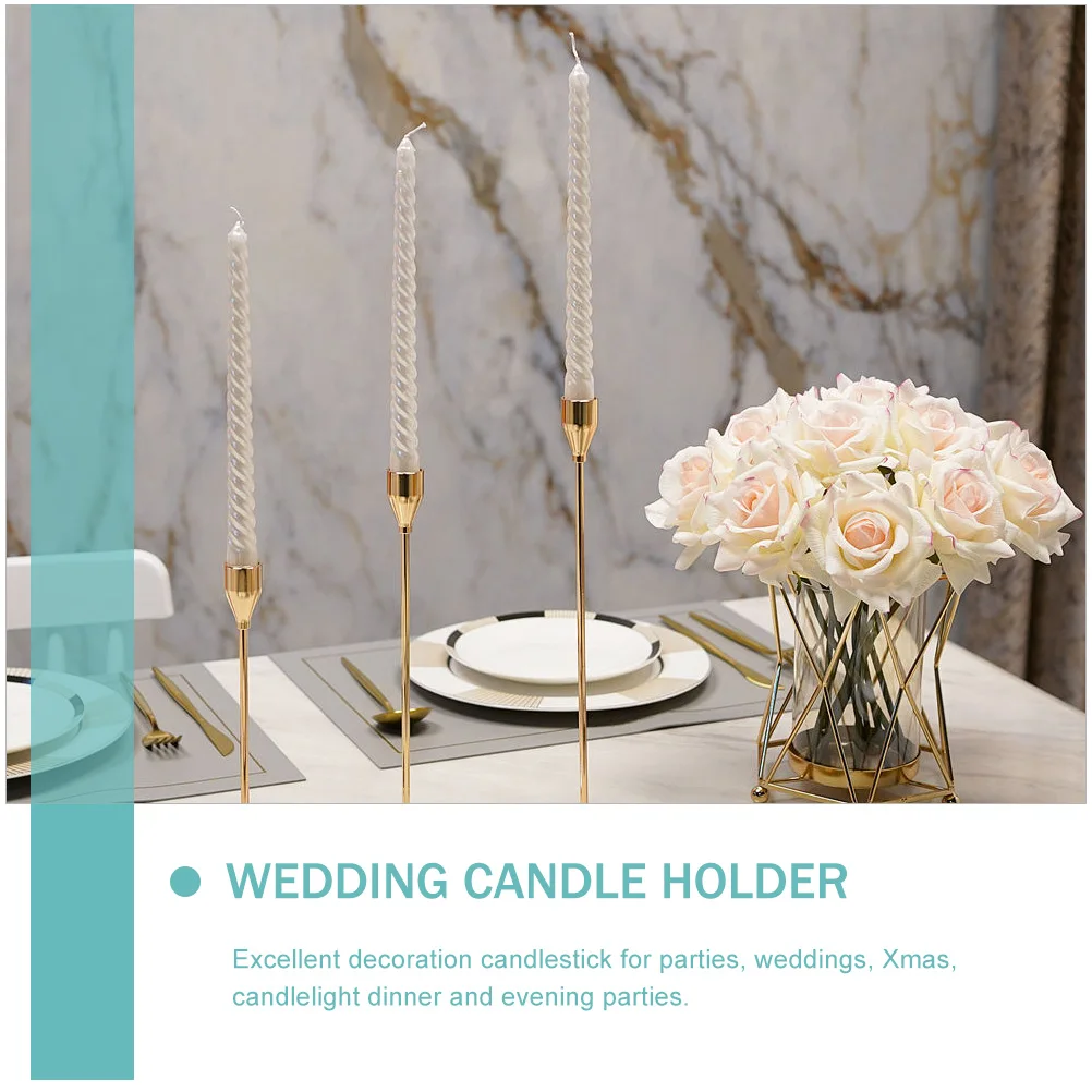 

3Pcs Metal Holder Set Golden Decorative Candlesticks for Pillar Taper Candles Tabletop Desk Banquet Home Decor Romantic