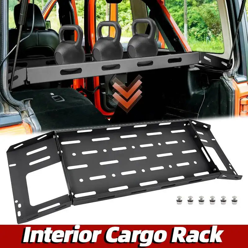 

Rear Trunk Interior Cargo Rack Storage Basket Luggage Tray Rear Carrier Metal Steel Shelf Fit for Jeep Wrangler JL Accessories