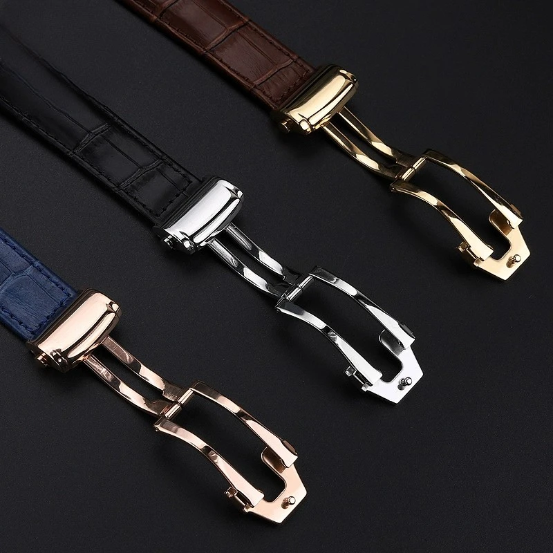 For MAURICE LACROIX Eliros watch band Soft cowhide 20 22mm folding buckle Black brown blue genuine leather strap men accessories