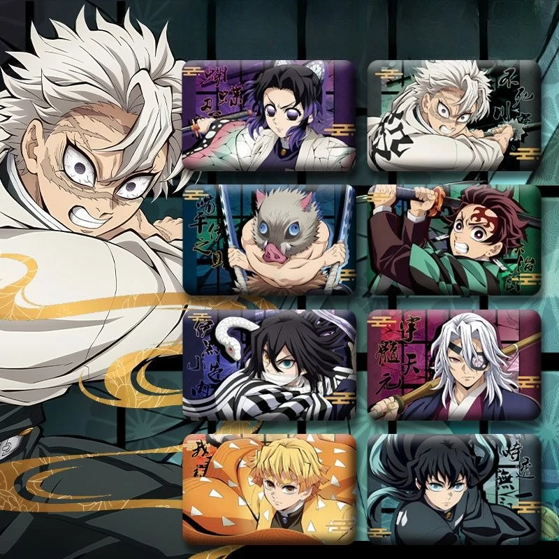 

Demon Slayer anime Tanjiro Butterfly Ninja peripheral square horizontal version double flash badge bar clothes bag hanging gift