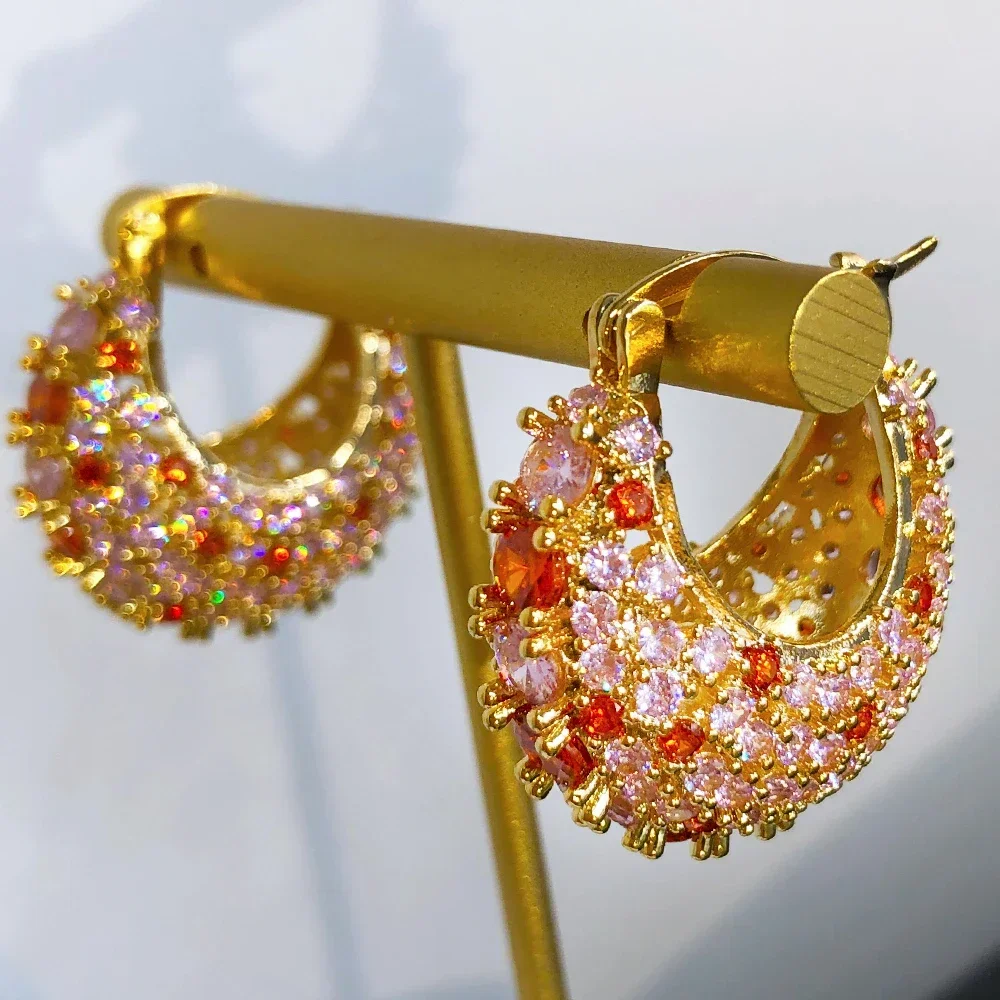 

Soramoore New Original Shiny Hoop Earrings Full Cubic Zirconia for Women Wedding Cute Summer Trendy Earrings High Quality