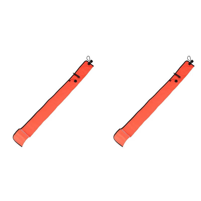 Hot 2Pcs 1M Scuba Diving Surface Marker Buoy SMB Signal Tube Safety Visibility Float Signal Tube,Red