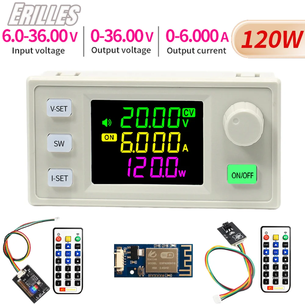 SK120X DC DC Buck Boost Converter Adjustable Voltage Regulator CC CV 0-36V 6A 120W Power Module MPPT Solar Charging