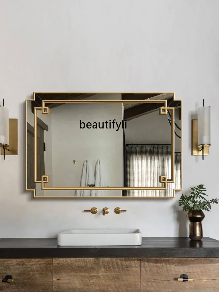 

YH European light luxury wall mirror background wall LED light bathroom mirror simple bathroom mirror