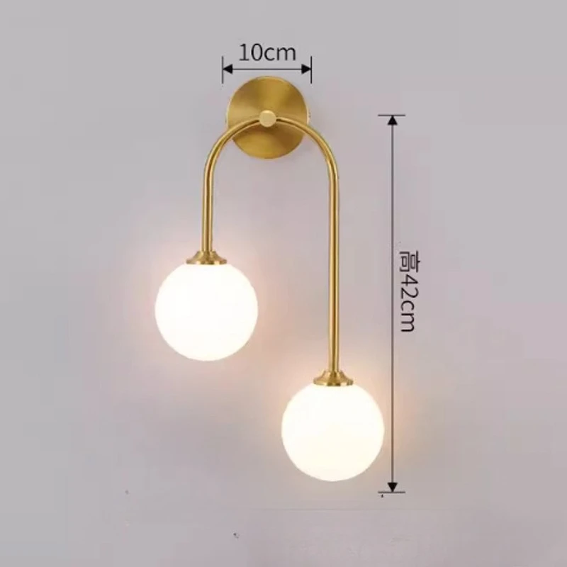 American Style Creative Modern Double Headed Glass Ball Wall Lamp Corridor or Passageway Stair Nordic Luxury Decorative Lighting