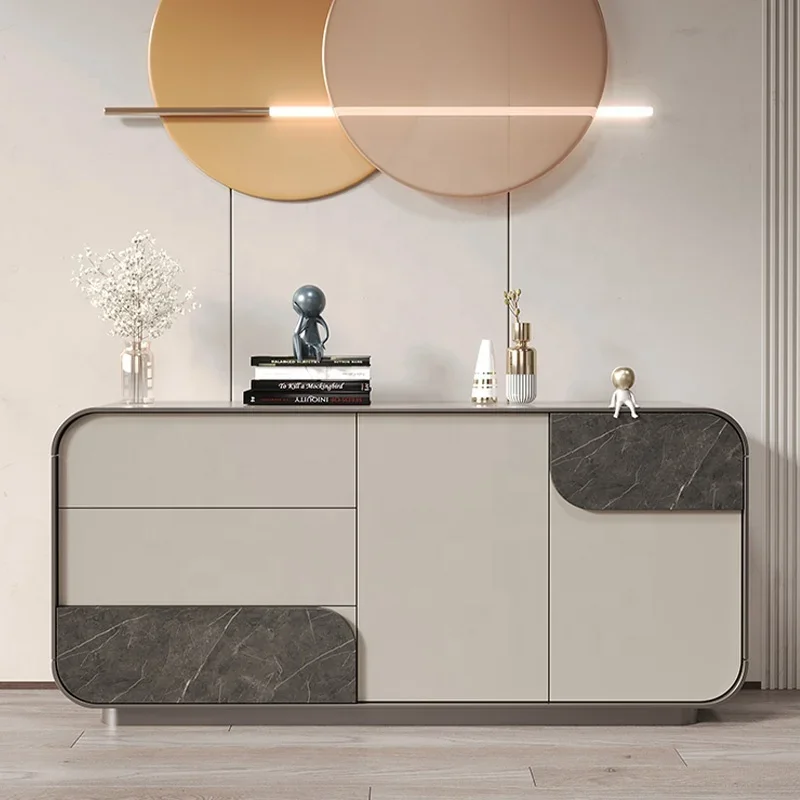 

## Luxury Entrance Cabinet Living Room Furniture Stainless Steel Side Cabinet Marble Sideboards