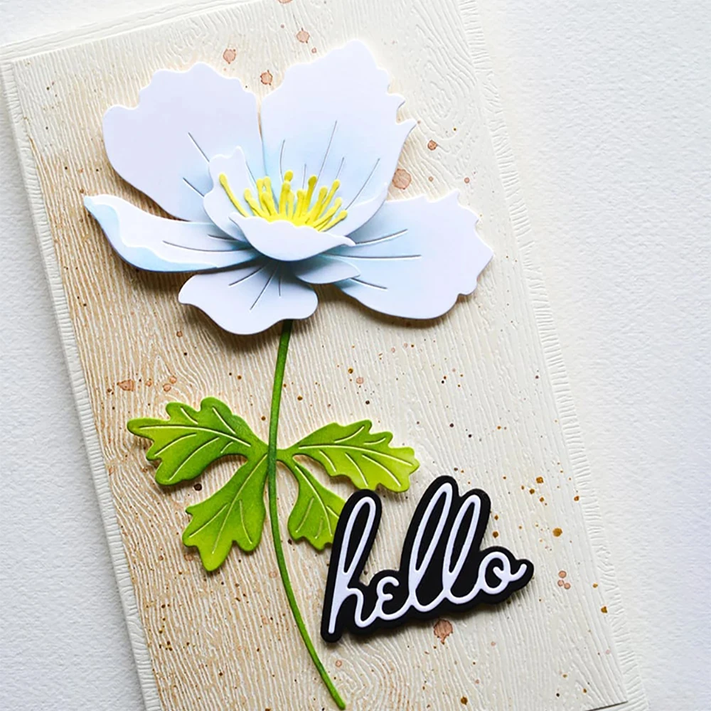 Mehrschichtige 3D-Blumen-Metallstanzformen, Florale DIY-Scrapbooking-Kartenherstellung Prägeschablonen, Blumen- und Blätter-Stanzformen
