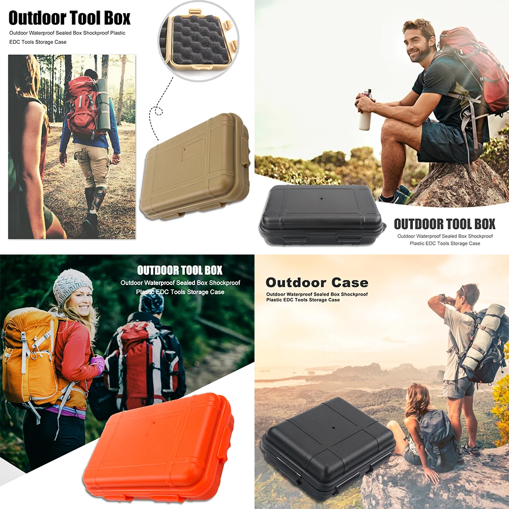 Organizer Box Survival Soil Color Plastic Waterproof Shockproof Airtight Carry Case New L/S Size Square Shape Modern Style Tools