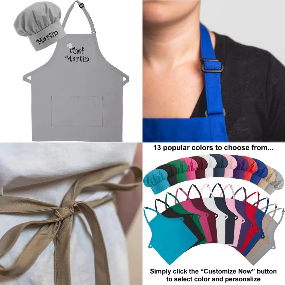 

Набор: фартук и шапочка с вышивкой на заказ для мужчин и женщин — идеальный подарок на День матери, для кухни, барбекю, гриля.