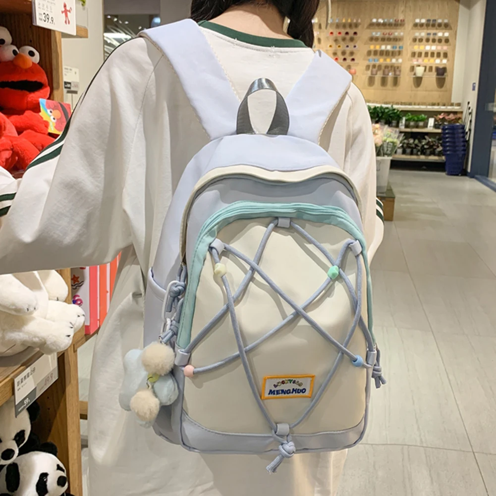 Korean Dopamine Design Fashion Backpack for Girls Preppy Student Rucksack Large Cpacity Teen Nylon School Bags Aesthetic Bookbag