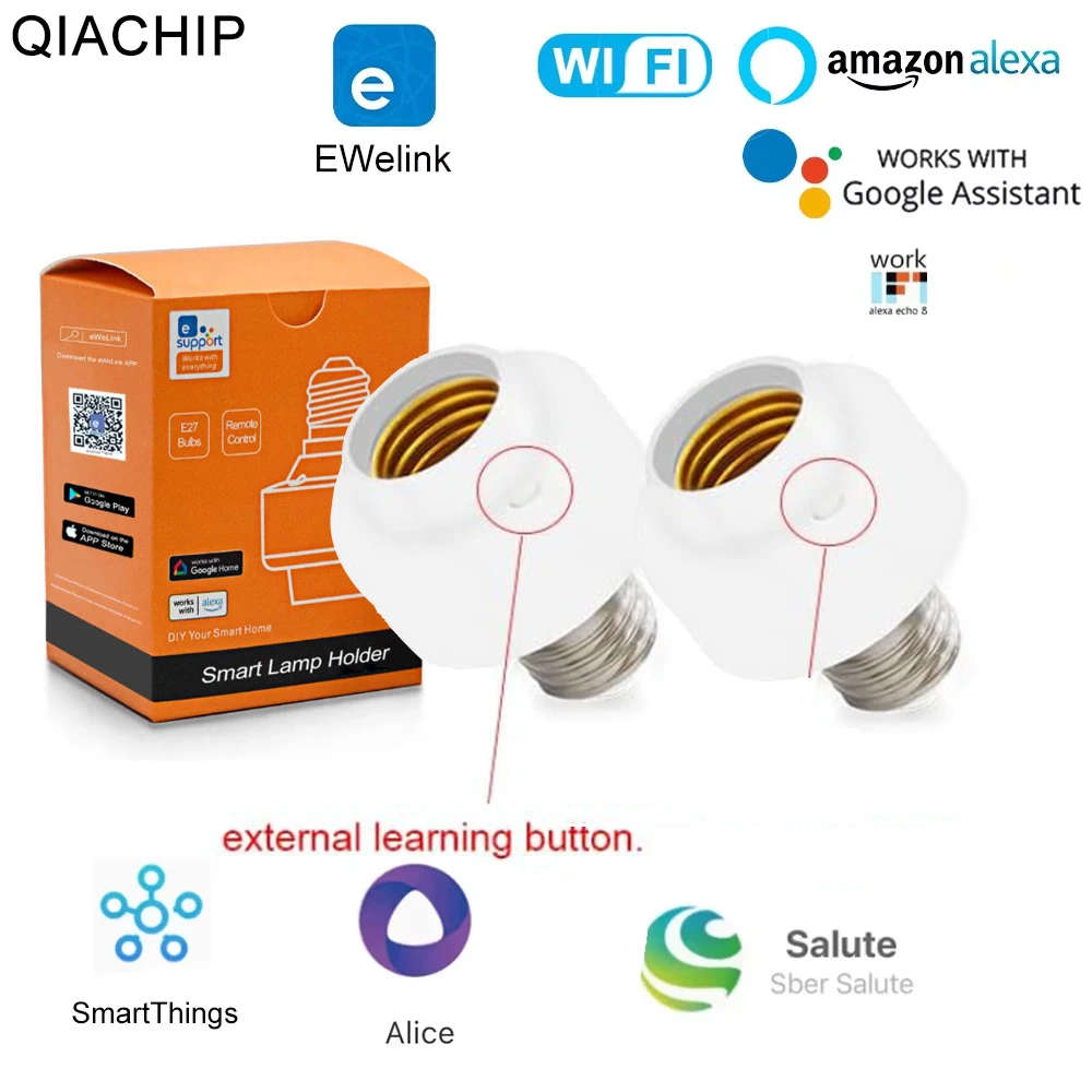 2PCS EWelink Mini Wifi Smart Lamp Holder Remote Control E27 Smart Home Light Bulbs Adapter Via Alexa Google Home Voice Control