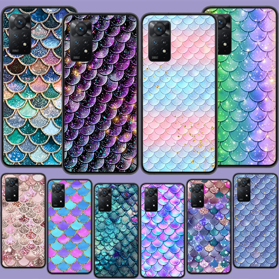 Fish Scale Pattern Mermaid Phone Case For Redmi Note 13 5G Plus 12C 12 10A 10C 10 9 8 9A 9C 9T 8A S2 K60 K70 Pro 7 7A 6 6A Xiaom