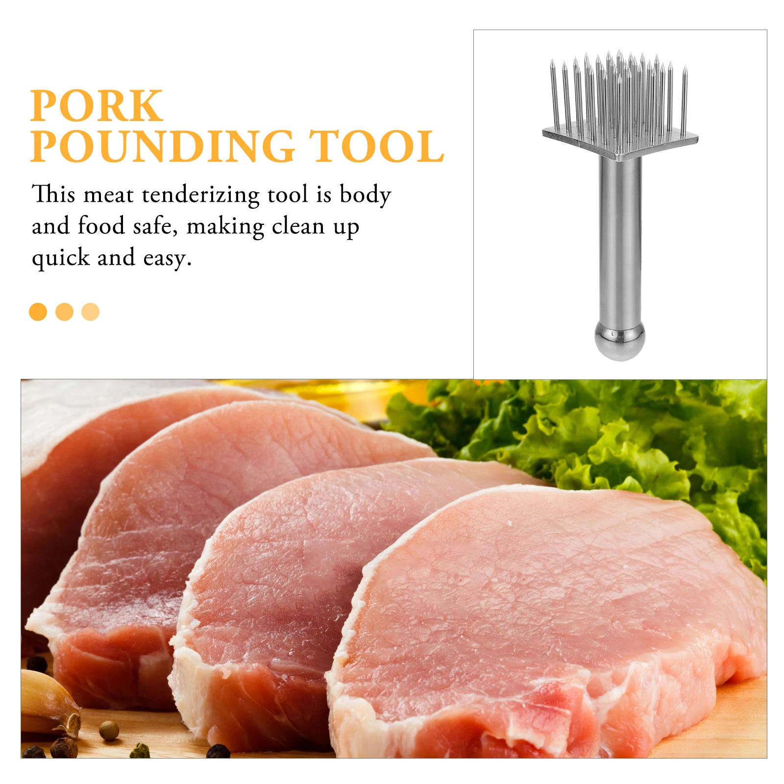 

1Pc Efficient Stainless Steel Meat Tenderizer for Poultry Fish Beef Kitchen Supplies