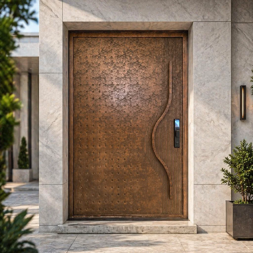 Personalized Customization Entrance Door Weathered Look Treatment Aluminum Alloy Hinged Doors Heavy Duty Finished Security Doors