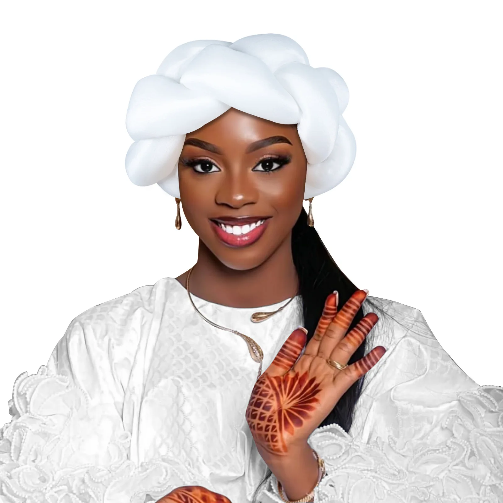 

Exaggerated Braid African Turban Cap for Women Nigeria Wedding Party Headpiece Female Headband Auto Gele Headscarf Bonnet Hijab
