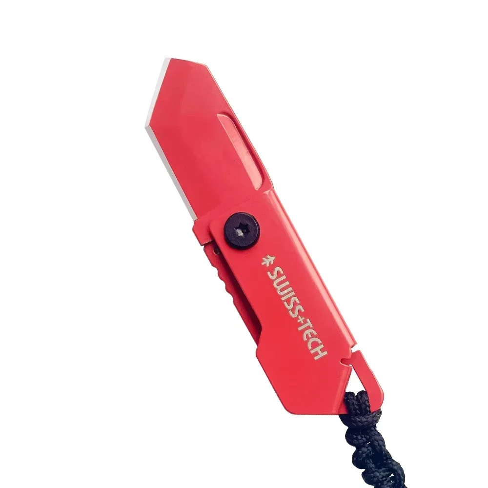 SWISS TECH Mini Zakmes Opvouwbaar Sleutelhanger Uitpakmes Outdoor EDC Messen Utility Box Cutter met Draagbaar Touwkoord