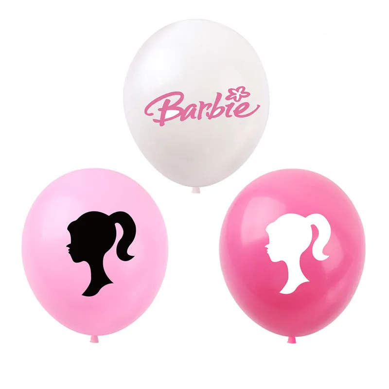 7Pcs Barbie Balloons Set Cute Cartoon Pink Princess Girl Party Decoration Foil Latex Balloon Baby Shower Supply Kids Gifts Toys