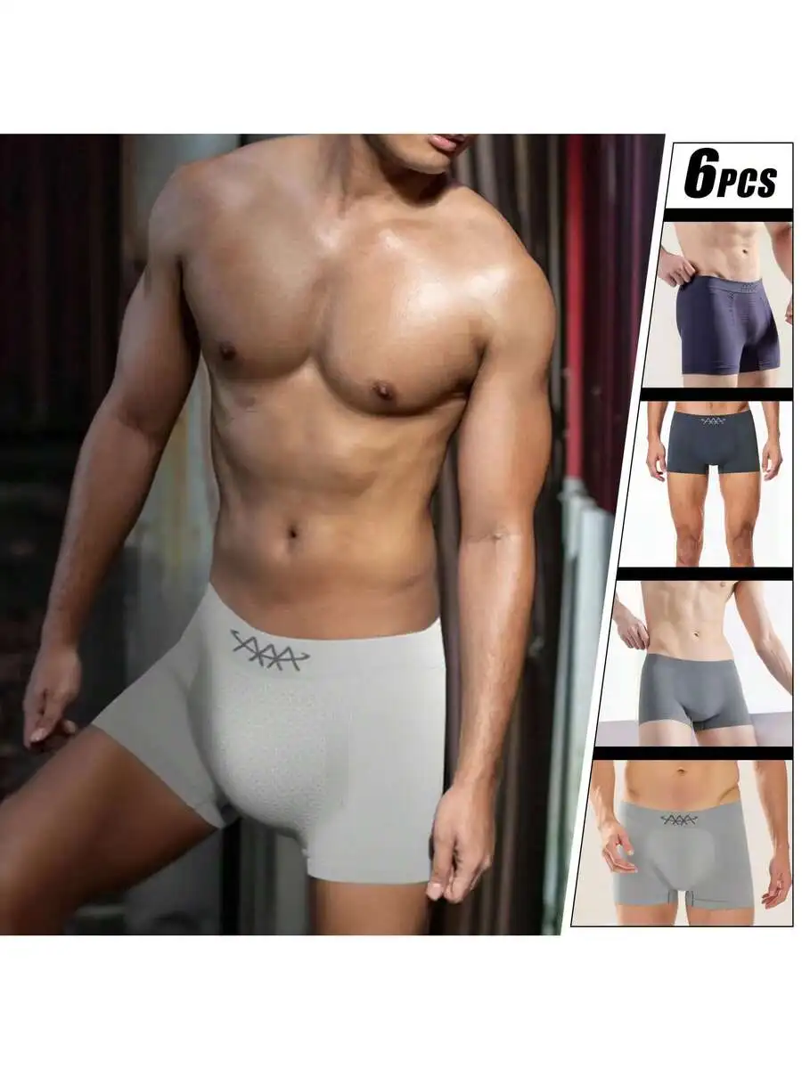 6-Pack Mens Solid Color Boxer Briefs Cotton Blend Slim Fit Underwear