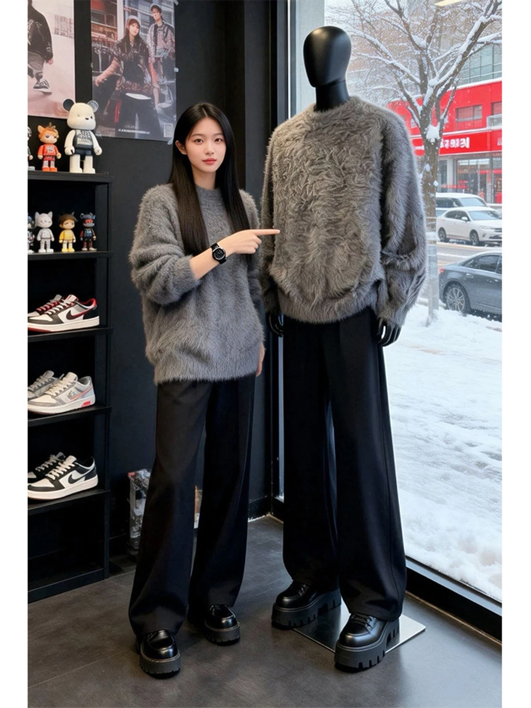 

Мужской вязаный свитер из бархата Mouton, зимний, мягкий, уютный, для ношения под одеждой, базовый слой, для пар