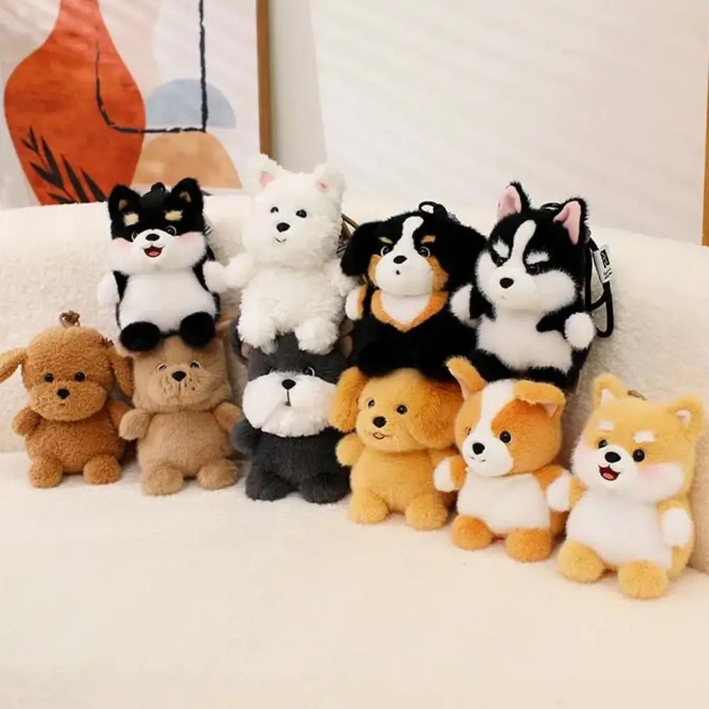 

Backpack Puppy Dolls Dog Plush Pendant Stuffed Animal Schnauzer Husky Corgi Plush Bag Charm Kawaii Dog Stuffed Keychain Kids Toy