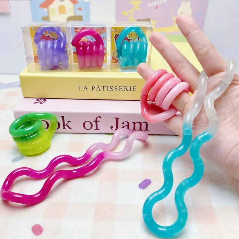 Tangle Rope Fidget Deformable Toy Unlockable Twisting Knot Toy Stress Anxiety Relief Noctilucent Ornament Funny Party Gift Adult