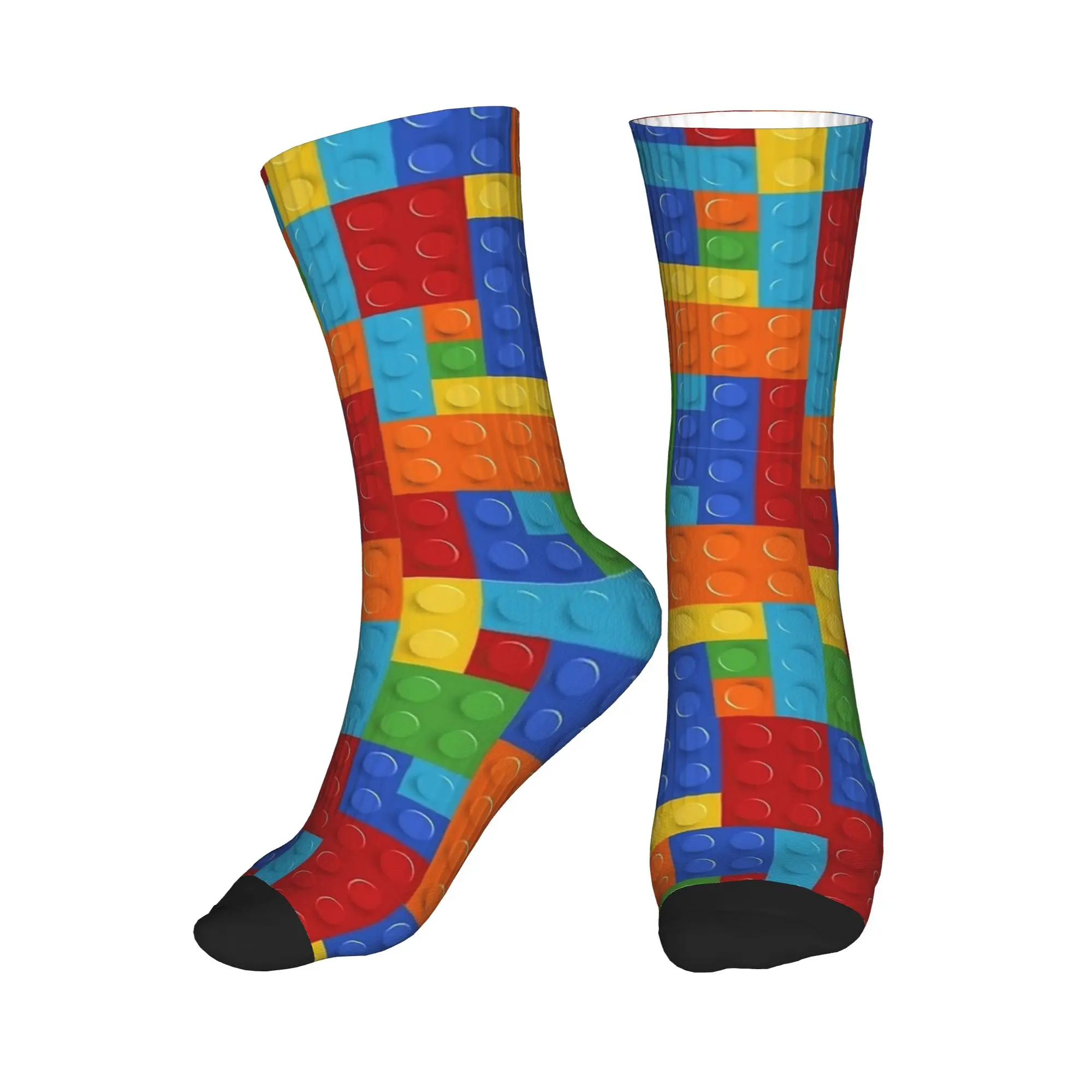 Retro Building Blocks Pattern Socks  Funny Stockings Winter Non-Slip Unisex Men Socks Quality Graphic Outdoor Socks