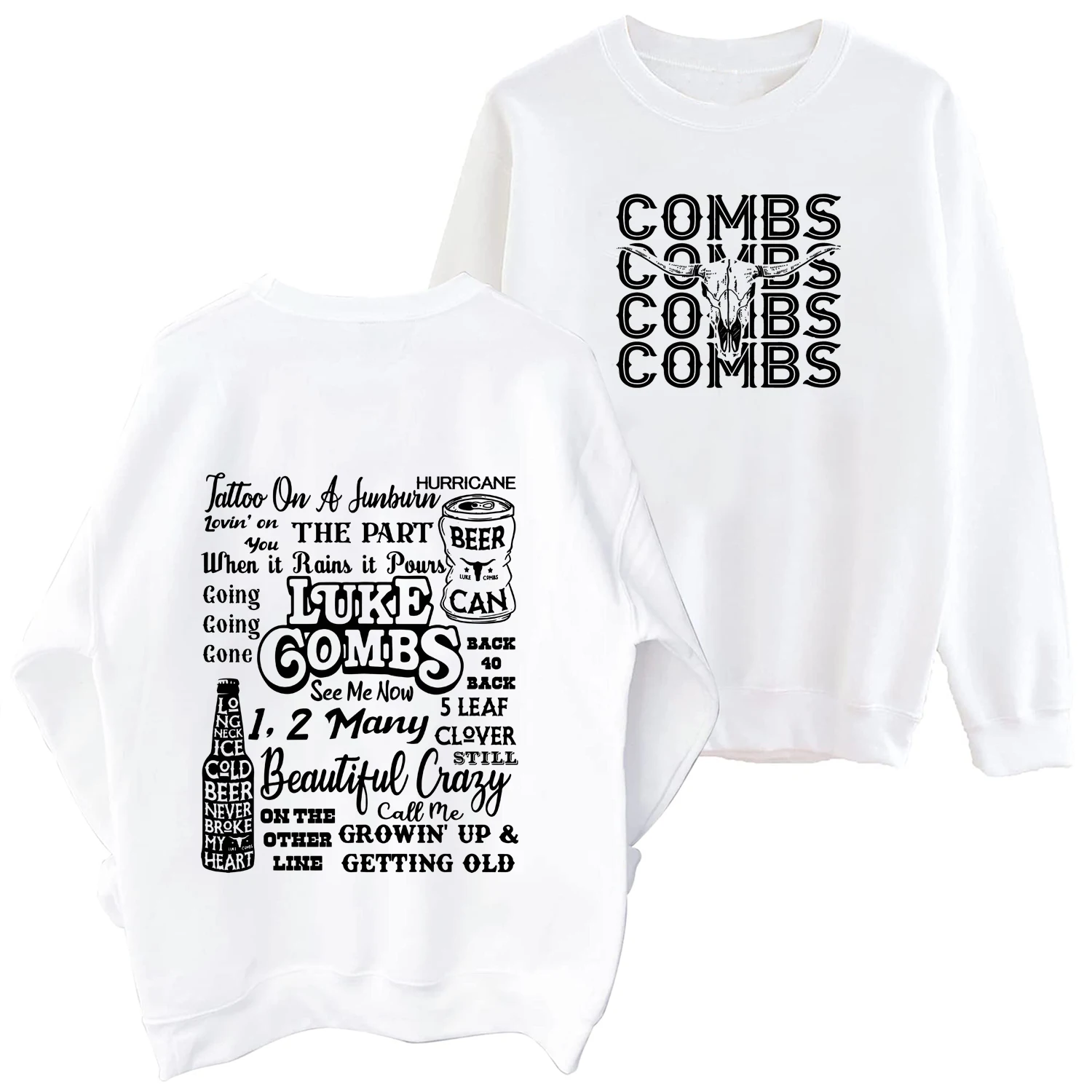 Luke Combs Tattoo on A Sunburn 2024 Spring and Autumn Sweatshirt Music Fans Gift Long Sleeve O-Neck Women and Man Casual